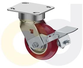 ZINC PLATED CASTERS - POLY ON ALUMINUM WHEELS