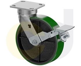 ZINC PLATED CASTERS - POLY ON CAST IRON WHEELS