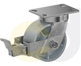 ZINC PLATED KINGPINLESS CASTER- CAST IRON WHEELS