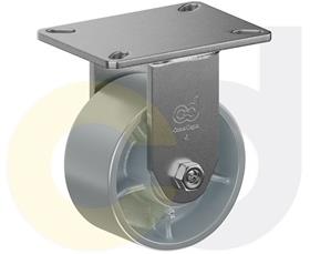 ZINC PLATED KINGPINLESS CASTERS- CAST IRON WHEELS