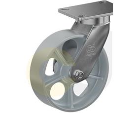 ZINC PLATED KINGPINLESS CASTERS- CAST IRON WHEELS
