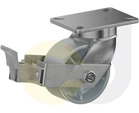 ZINC PLATED KINGPINLESS CASTERS- CAST IRON WHEELS