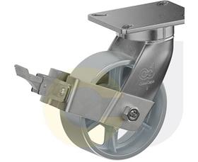 ZINC PLATED KINGPINLESS CASTERS- CAST IRON WHEELS