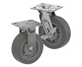 ZINC PLATED CASTERS - THERMO-RUBBER WHEELS