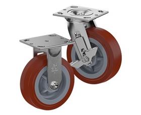 ZINC PLATED CASTERS - THERMO-URETHANE WHEELS