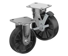 ZINC PLATED CASTERS - GLASS-FILLED NYLON WHEELS