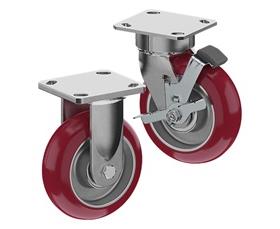ZINC PLATED CASTERS - POLY ON ALUMINUM WHEELS