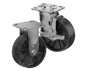 STAINLESS STEEL CASTERS - GLASS-FILLED NYLON WHEELS