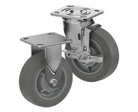 STAINLESS STEEL CASTERS - THERMO-RUBBER WHEELS