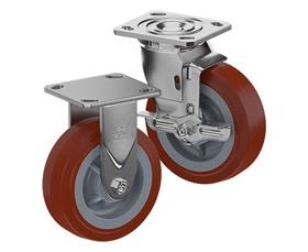 STAINLESS STEEL CASTERS - THERMO-URETHANE WHEELS