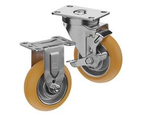 STAINLESS STEEL CASTERS - POLY ON ALUMINUM WHEELS