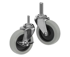 THREADED STEM CASTERS - THERMO-RUBBER WHEELS