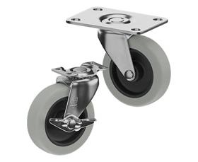 TOP PLATE CASTERS- THERMO-RUBBER WHEELS