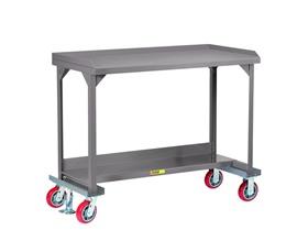 ALL-WELDED MOBILE WORKBENCH WITH BACK AND END STOPS
