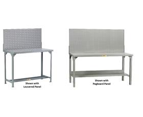 ALL-WELDED STEEL WORKBENCHES WITH PEGBOARD OR LOUVERED PANELS