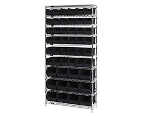 CHROME WIRE SHELVING UNITS WITH ULTRA BINS