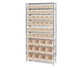 CHROME WIRE SHELVING UNITS WITH ULTRA BINS