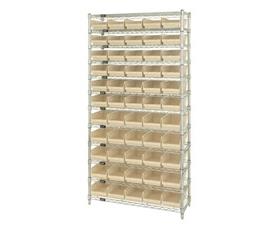 CHROME WIRE SHELVING UNITS WITH SHELF BINS