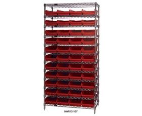 CHROME WIRE SHELVING UNITS WITH SHELF BINS