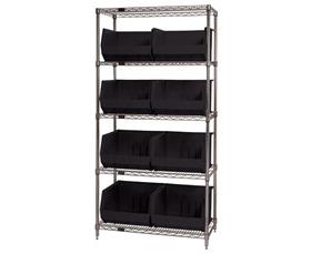 CHROME WIRE SHELVING UNITS WITH ULTRA BINS