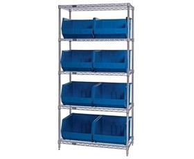 CHROME WIRE SHELVING UNITS WITH ULTRA BINS
