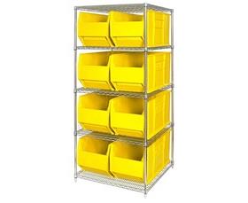 CHROME WIRE SHELVING UNITS WITH HULK CONTAINERS