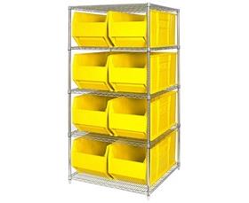 CHROME WIRE SHELVING UNITS WITH HULK CONTAINERS