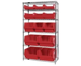 CHROME WIRE SHELVING UNITS WITH MAGNUM BINS