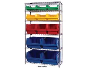 CHROME WIRE SHELVING UNITS WITH MAGNUM BINS