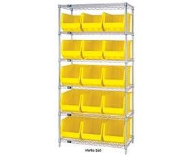 CHROME WIRE SHELVING UNITS WITH ULTRA BINS