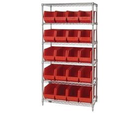 CHROME WIRE SHELVING UNITS WITH ULTRA BINS