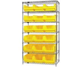 CHROME WIRE SHELVING UNITS WITH MAGNUM BINS