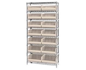 CHROME WIRE SHELVING UNITS WITH ULTRA BINS