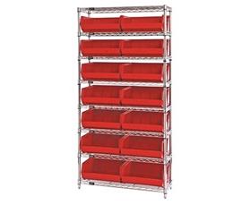 CHROME WIRE SHELVING UNITS WITH ULTRA BINS