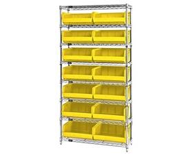 CHROME WIRE SHELVING UNITS WITH ULTRA BINS
