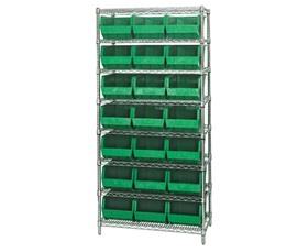 CHROME WIRE SHELVING UNITS WITH ULTRA BINS