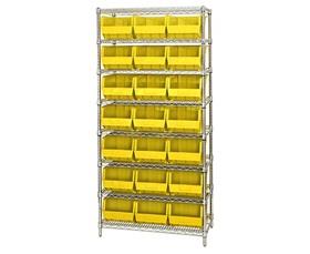 CHROME WIRE SHELVING UNITS WITH ULTRA BINS