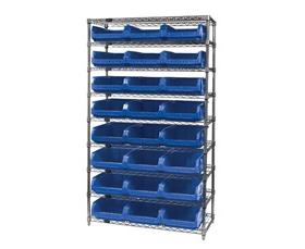 CHROME WIRE SHELVING UNITS WITH MAGNUM BINS