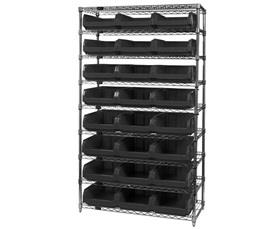 CHROME WIRE SHELVING UNITS WITH MAGNUM BINS