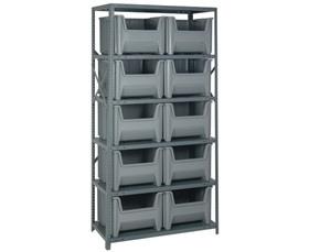 SHELVING UNITS WITH STACKABLE STORAGE BINS