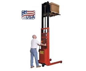 BATTERY POWERED 1000 LB. TO 2000 LB. PALLET STRADDLE &amp; PLATFORM STACKERS