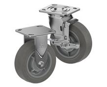 CASTERDEPOT TOP PLATE CASTERS - THERMO-RUBBER WHEEL - CAPACITIES UP TO 600 LBS.