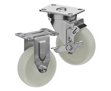 CASTERDEPOT TOP PLATE CASTERS - WHITE NYLON WHEEL - CAPACITIES UP TO 350 LBS.