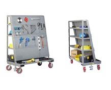 ALL-WELDED MOBILE PEGBOARD WITH BACK SHELF STORAGE