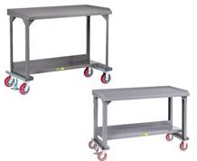 ALL-WELDED MOBILE WORKBENCH WITH BACK AND END STOPS