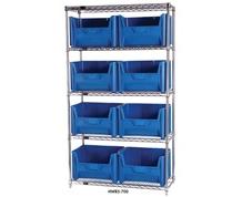 CHROME WIRE SHELVING UNITS WITH GIANT HOPPER BINS